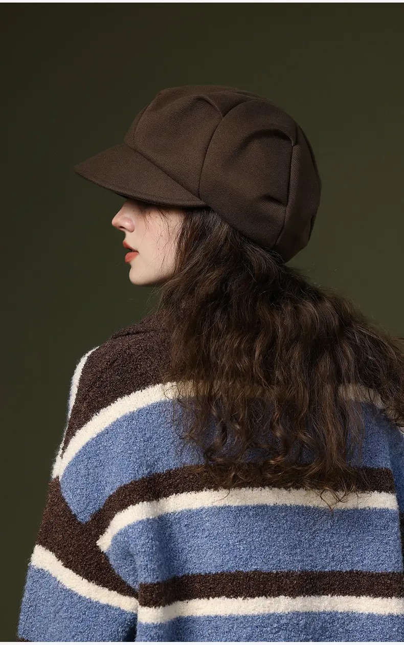 Women's White Knitted Octagonal Beret Cap Winter Ear Protection — feature 14