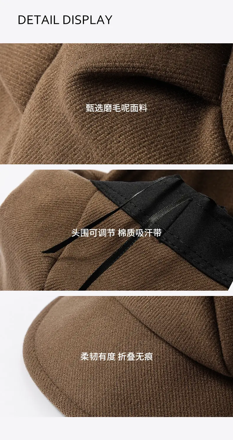 Women's White Knitted Octagonal Beret Cap Winter Ear Protection — feature 8