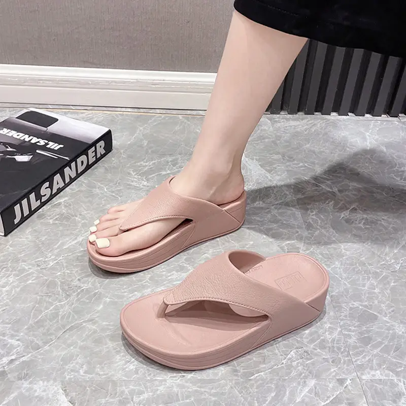Women Pink Wedge Slippers 2023 Summer Waterproof