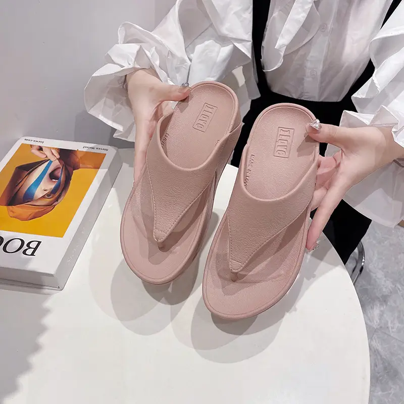 Women Pink Wedge Slippers 2023 Summer Waterproof
