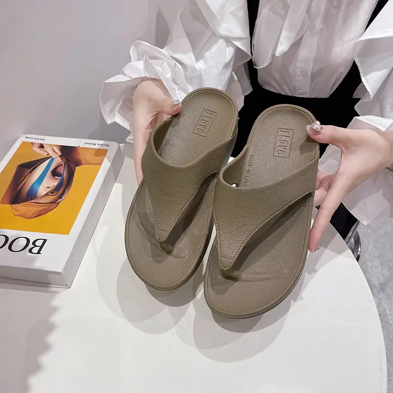 Women Pink Wedge Slippers 2023 Summer Waterproof