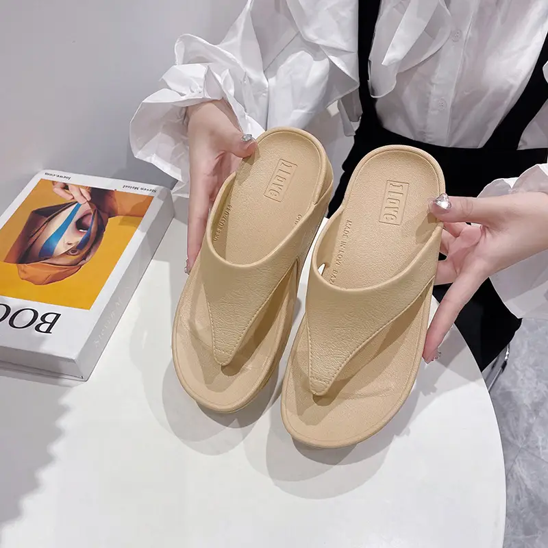 Women Pink Wedge Slippers 2023 Summer Waterproof