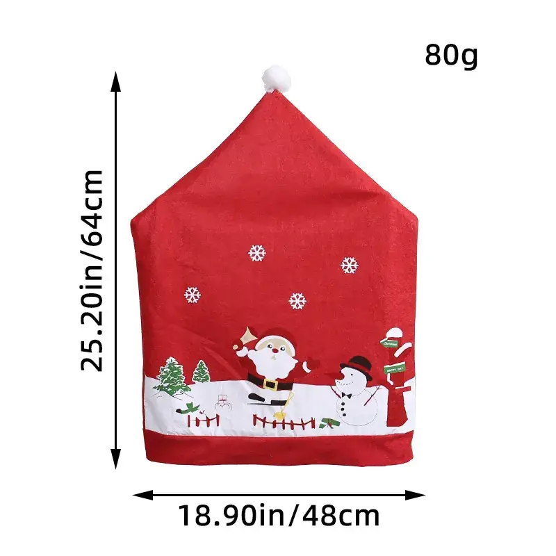 Cute Santa Claus Non-Woven Chair Cover Red 80g - Image 5