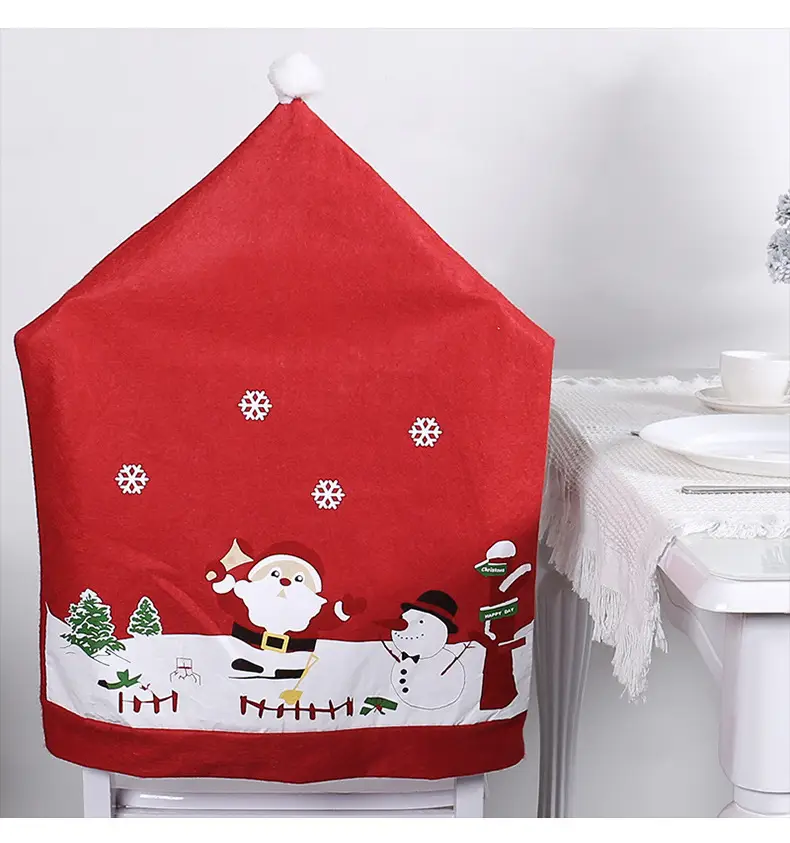 Cute Santa Claus Non-Woven Chair Cover Red 80g — feature 7