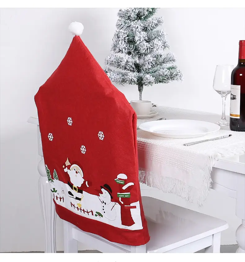 Cute Santa Claus Non-Woven Chair Cover Red 80g — feature 9