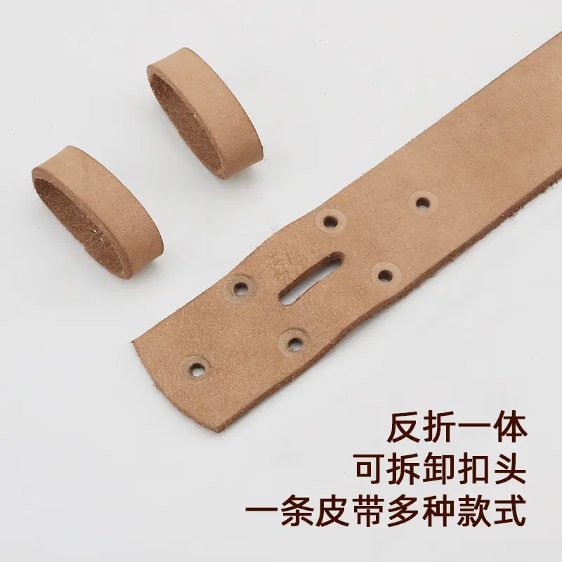 Men's Full Grain Leather Belt Brown Casual Cross Border Cowhide Belt - Image 5