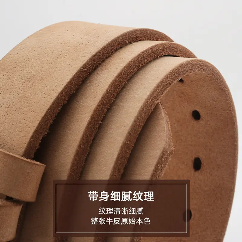 Men's Full Grain Leather Belt Brown Casual Cross Border Cowhide Belt - Image 6