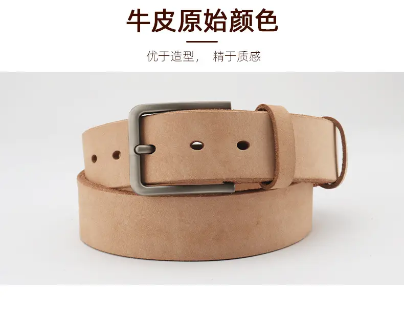 Men's Full Grain Leather Belt Brown Casual Cross Border Cowhide Belt β feature 13
