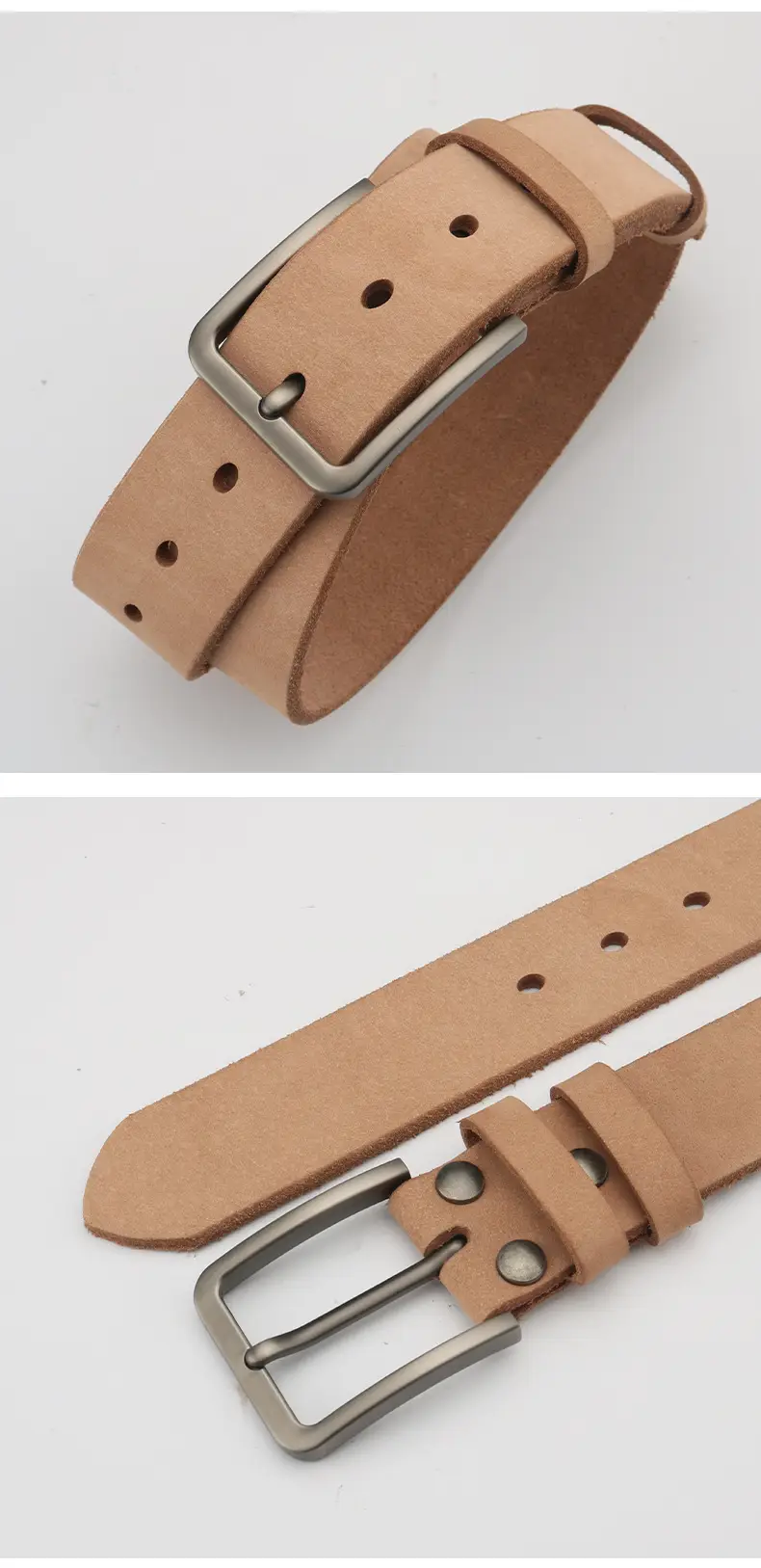 Men's Full Grain Leather Belt Brown Casual Cross Border Cowhide Belt β feature 17