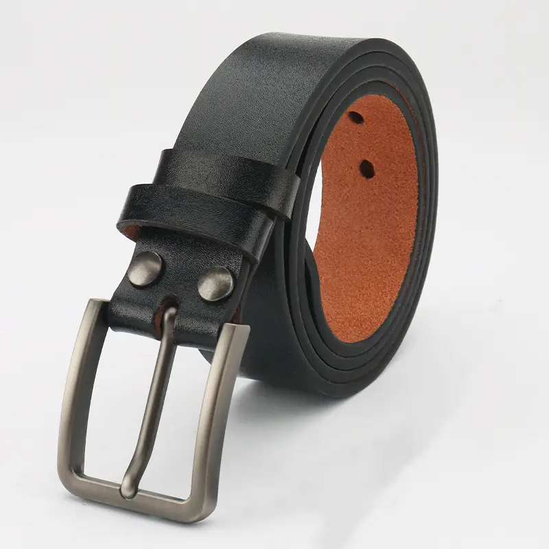 Men's Full Grain Leather Belt Brown Casual Cross Border Cowhide Belt - Image 3