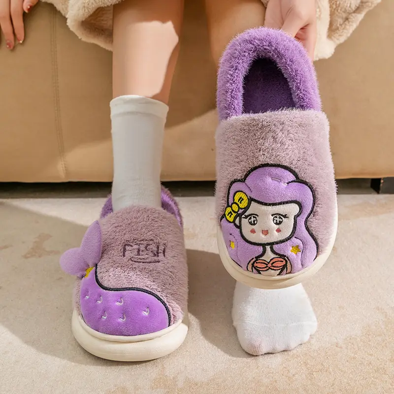 Parent-child cotton-padded shoes winter women's confinement warm fleece-lined indoor couple cotton-padded slippers non-slip home plush shoes - Image 6