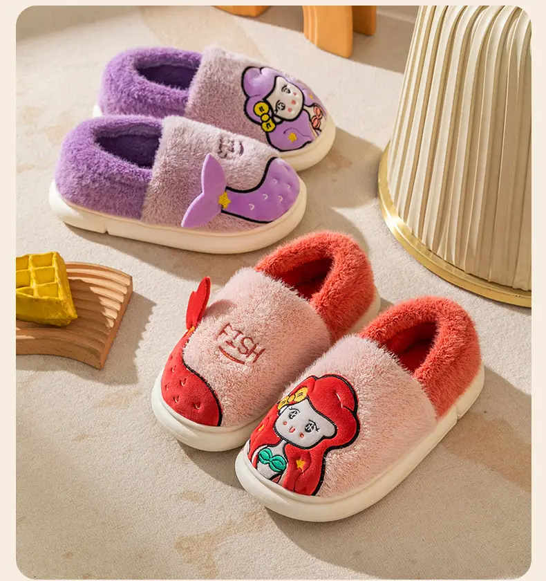 Parent-child cotton-padded shoes winter women's confinement warm fleece-lined indoor couple cotton-padded slippers non-slip home plush shoes — feature 14