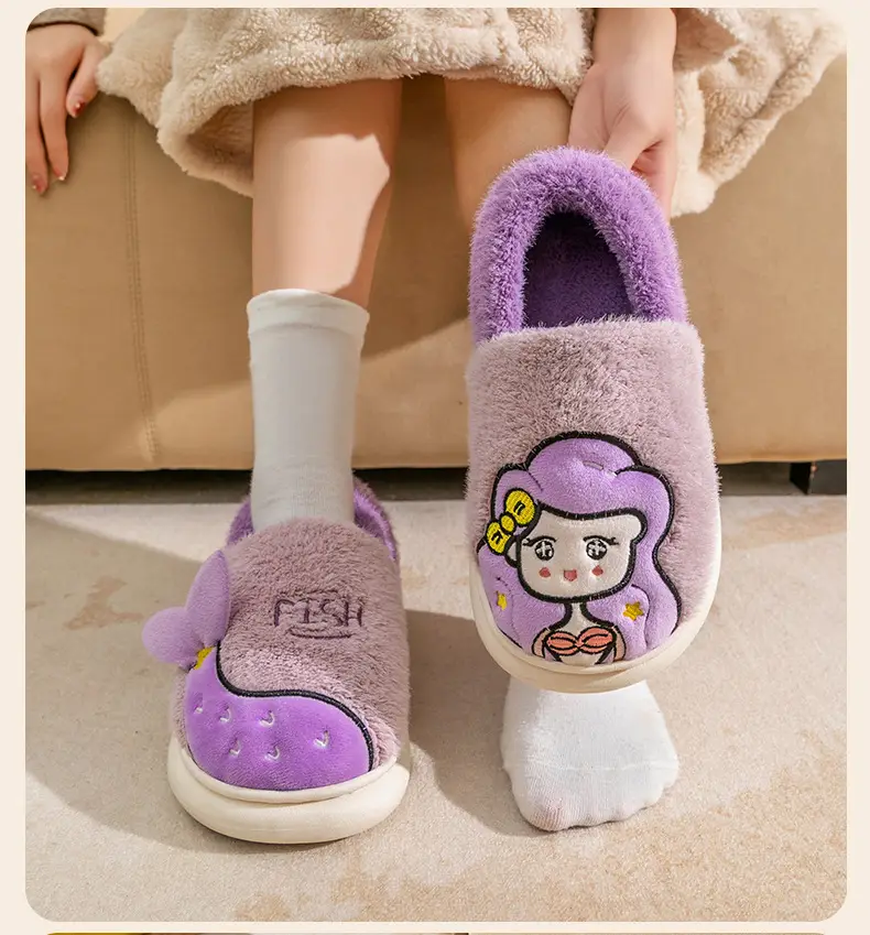 Parent-child cotton-padded shoes winter women's confinement warm fleece-lined indoor couple cotton-padded slippers non-slip home plush shoes — feature 15
