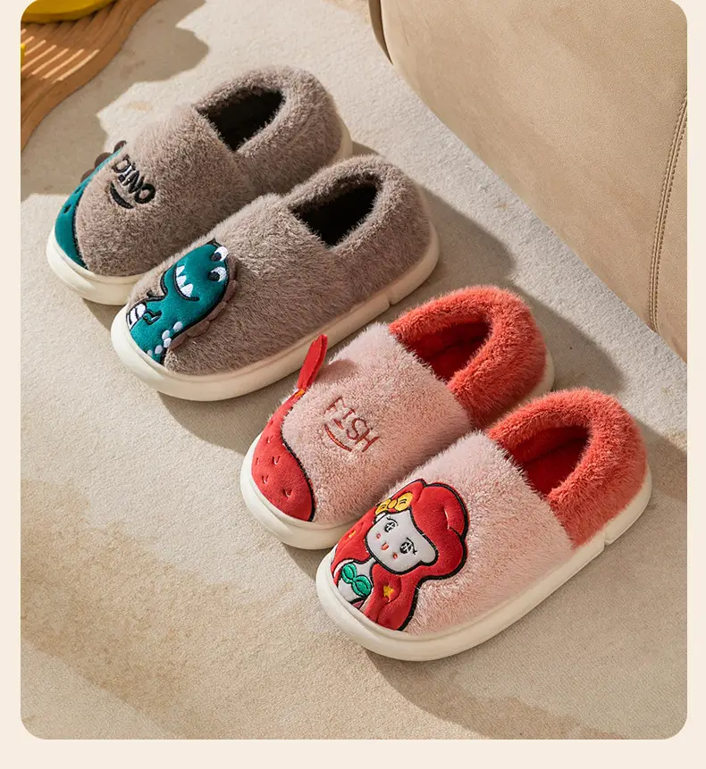Parent-child cotton-padded shoes winter women's confinement warm fleece-lined indoor couple cotton-padded slippers non-slip home plush shoes — feature 16