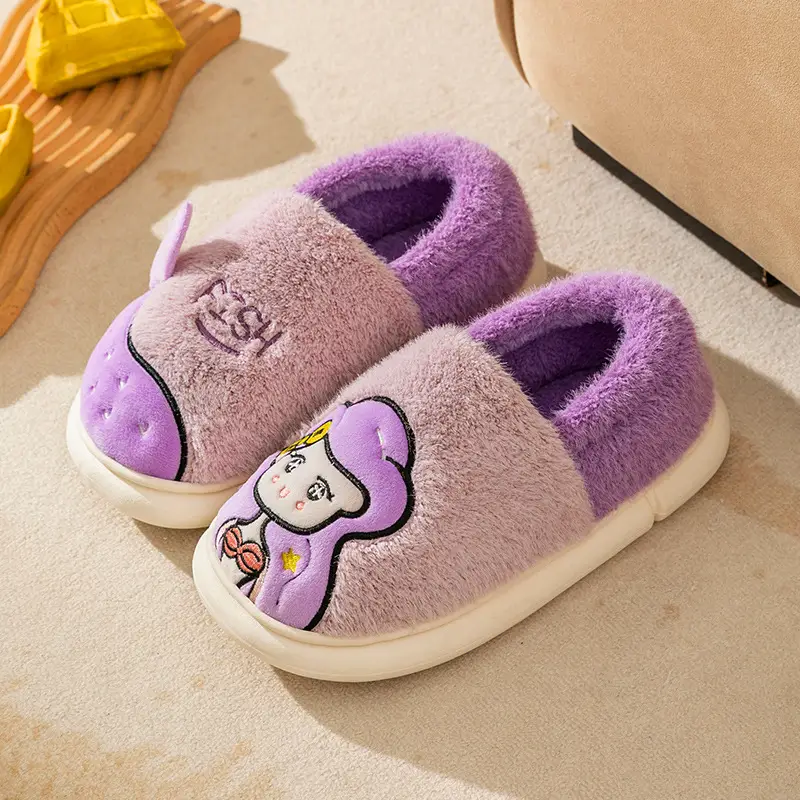 Parent-child cotton-padded shoes winter women's confinement warm fleece-lined indoor couple cotton-padded slippers non-slip home plush shoes - Image 2