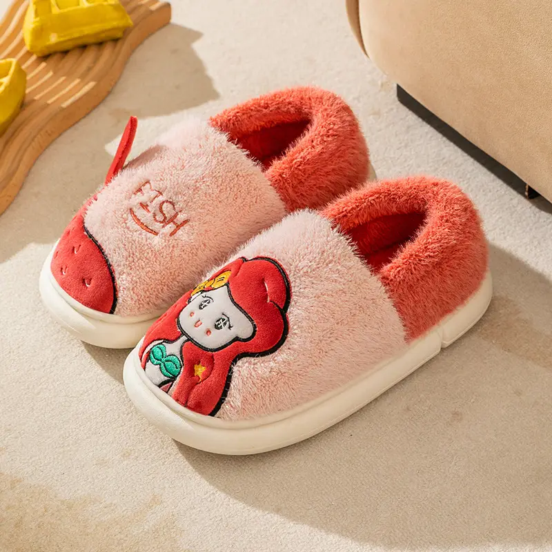 Parent-child cotton-padded shoes winter women's confinement warm fleece-lined indoor couple cotton-padded slippers non-slip home plush shoes - Image 3
