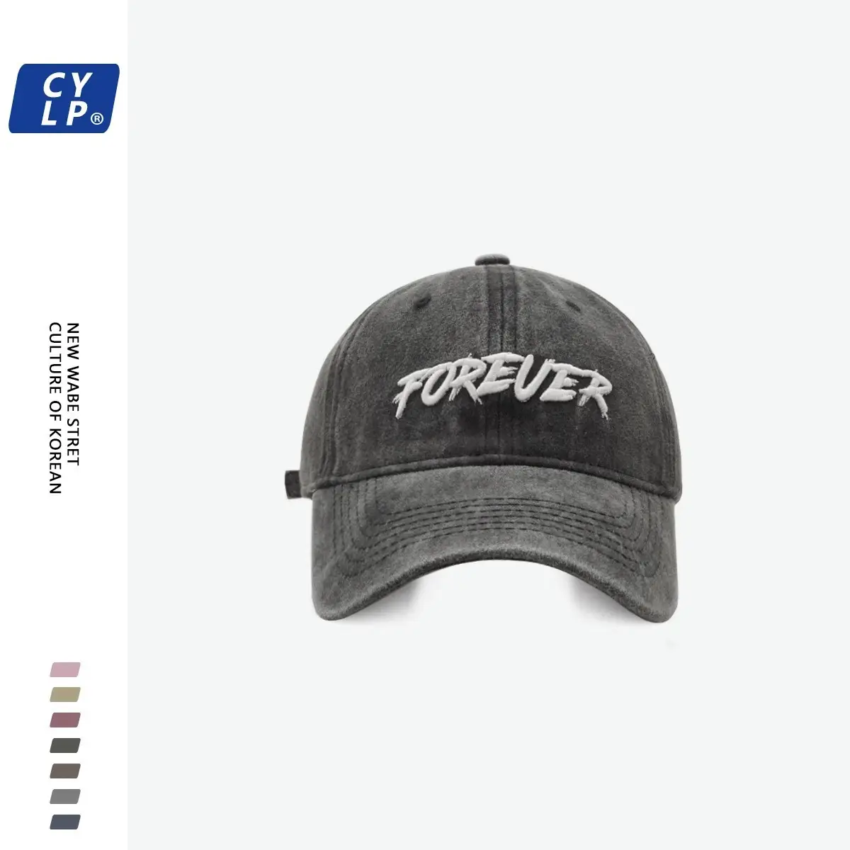 Three-Dim Embroidered Baseball Cap Forever Grey - Image 9