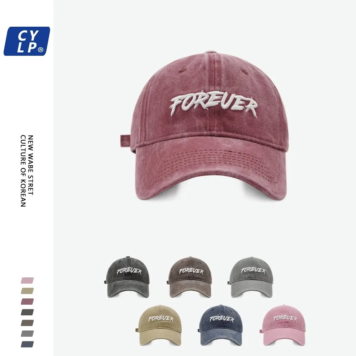 Three-Dim Embroidered Baseball Cap Forever Grey — feature 1