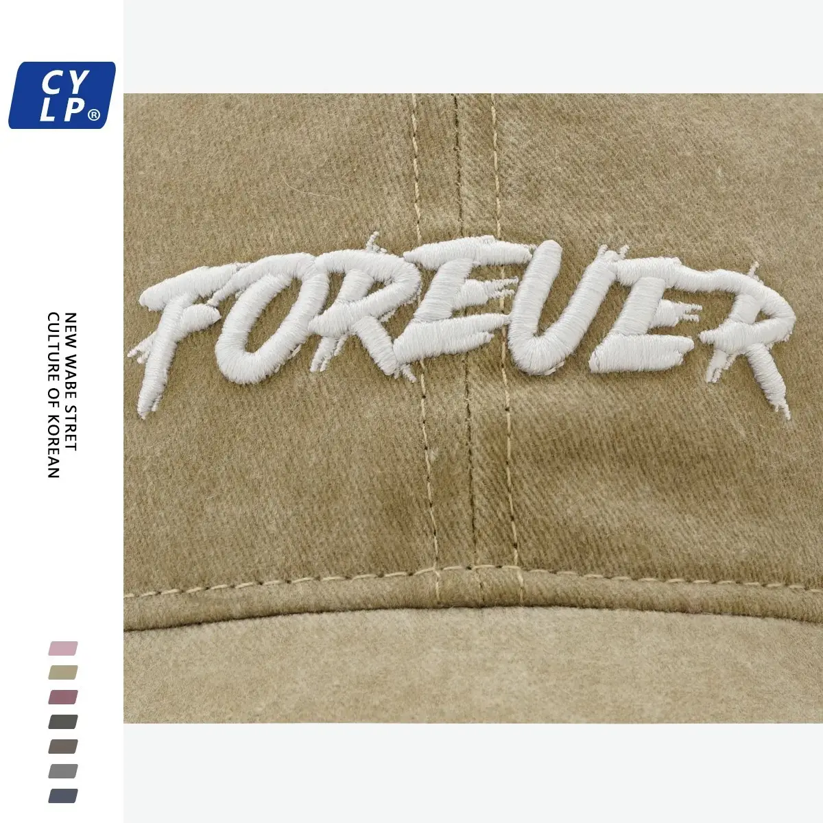 Three-Dim Embroidered Baseball Cap Forever Grey — feature 18