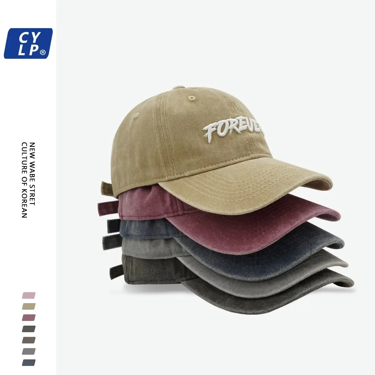 Three-Dim Embroidered Baseball Cap Forever Grey — feature 2