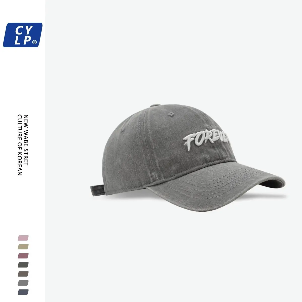 Three-Dim Embroidered Baseball Cap Forever Grey — feature 3