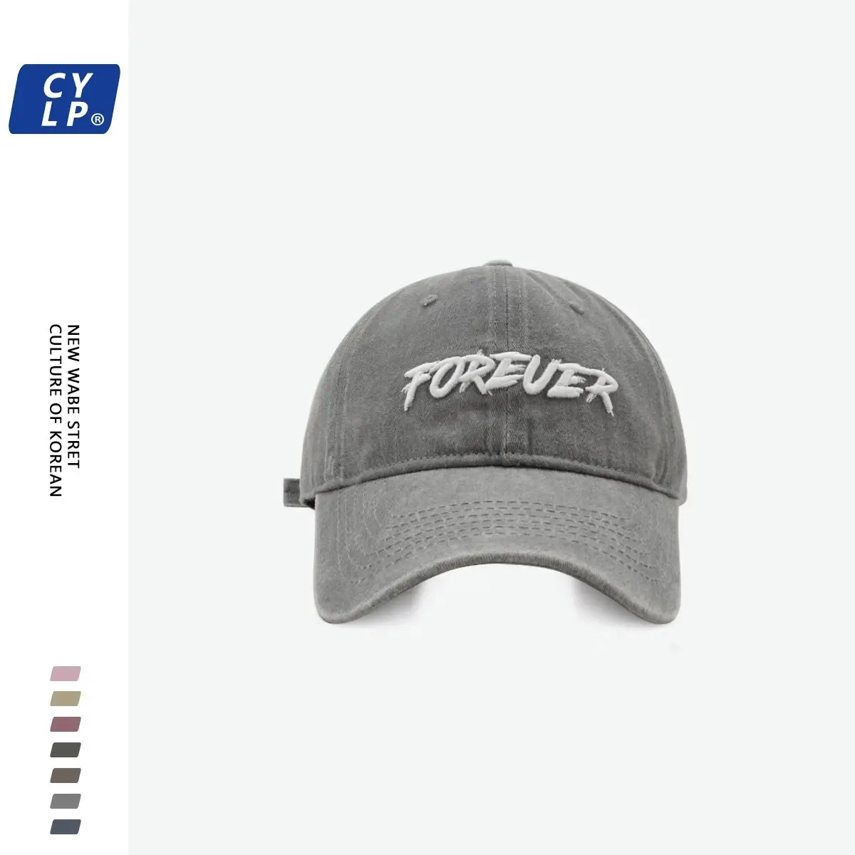 Three-Dim Embroidered Baseball Cap Forever Grey — feature 4