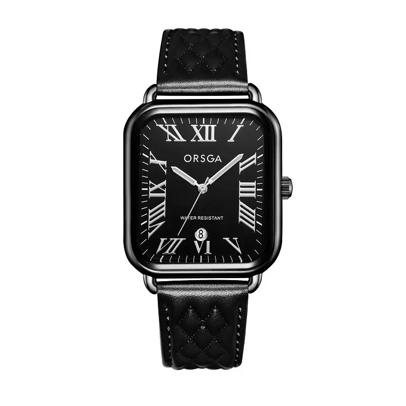 Orsga Women's Rectangular Watch with White Leather Band — feature 17