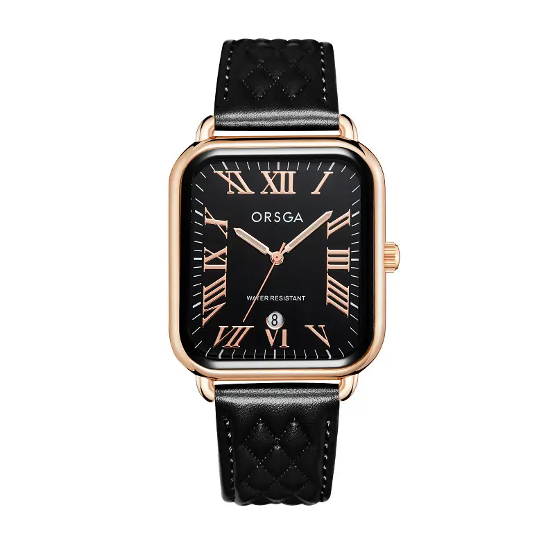 Orsga Women's Rectangular Watch with White Leather Band — feature 20