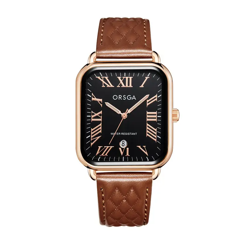 Orsga Women's Rectangular Watch with White Leather Band — feature 21