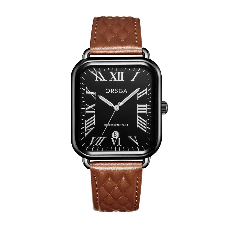 Orsga Women's Rectangular Watch with White Leather Band — feature 22