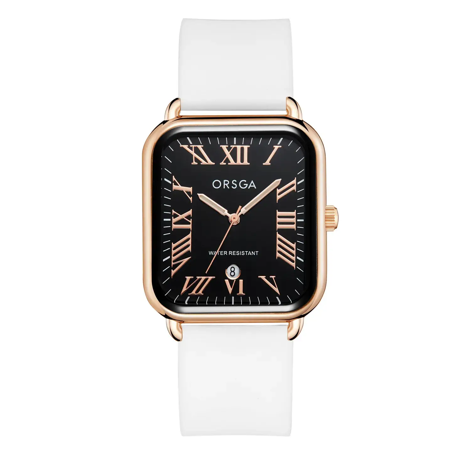 Orsga Women's Rectangular Watch with White Leather Band - Image 11