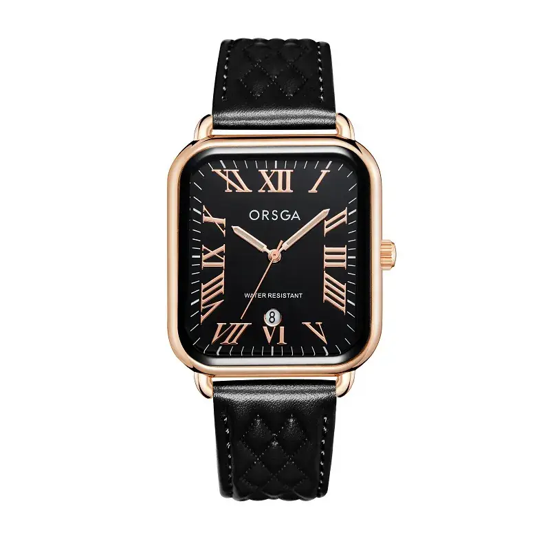 Orsga Women's Rectangular Watch with White Leather Band - Image 14