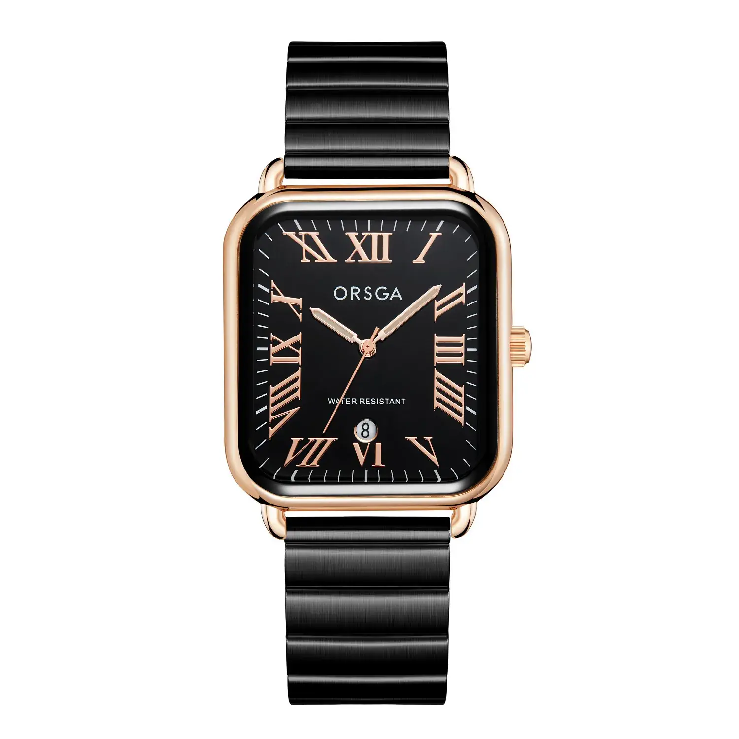 Orsga Women's Rectangular Watch with White Leather Band - Image 2