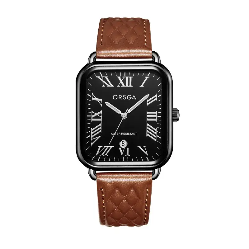 Orsga Women's Rectangular Watch with White Leather Band - Image 20