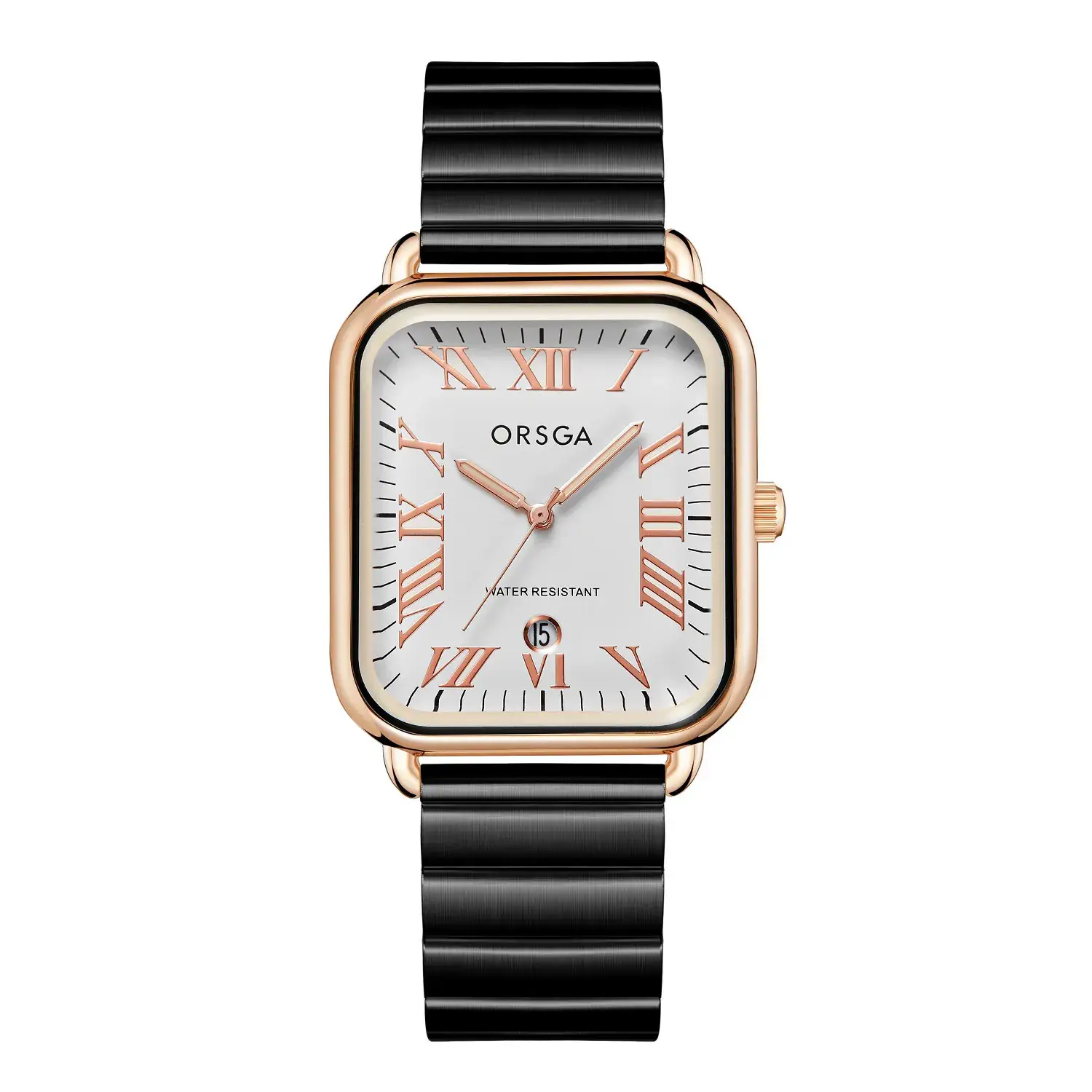 Orsga Women's Rectangular Watch with White Leather Band - Image 3
