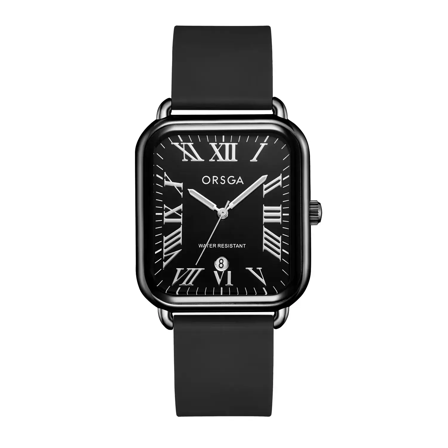Orsga Women's Rectangular Watch with White Leather Band - Image 4