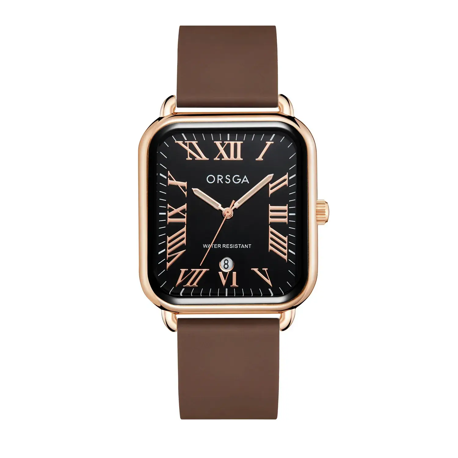 Orsga Women's Rectangular Watch with White Leather Band - Image 8