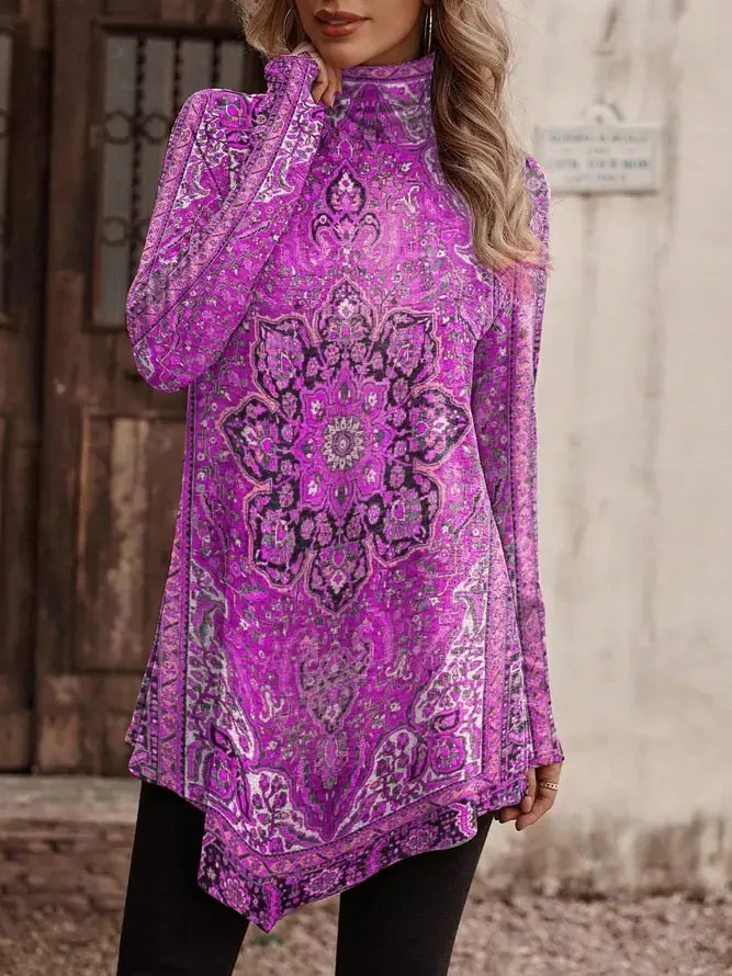 Blue Embroidered Long Sleeve T-Shirt for Women - Image 7