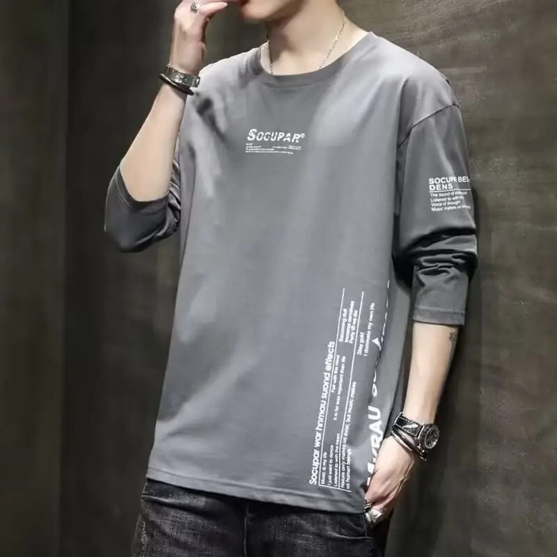 Men's White Long Sleeve T-Shirt with Letter Print - Image 10