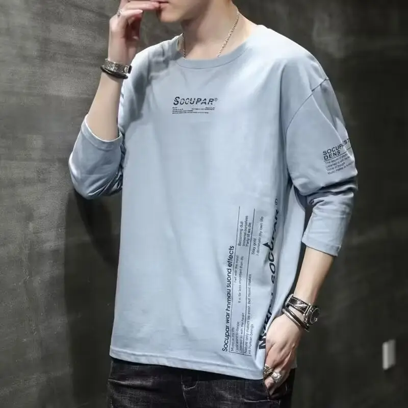Men's White Long Sleeve T-Shirt with Letter Print - Image 11