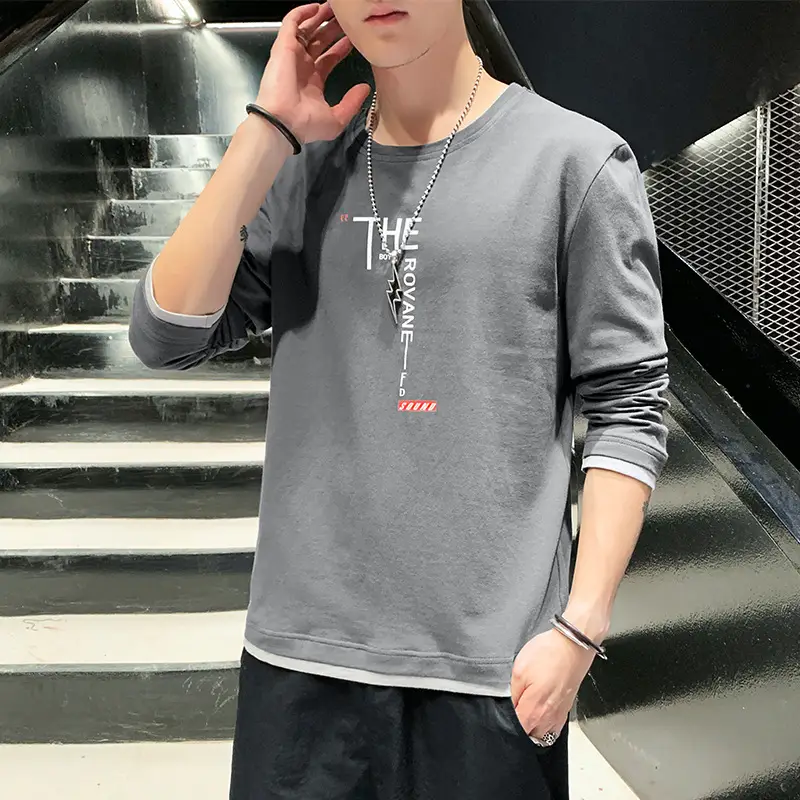 Men's White Long Sleeve T-Shirt with Letter Print - Image 13