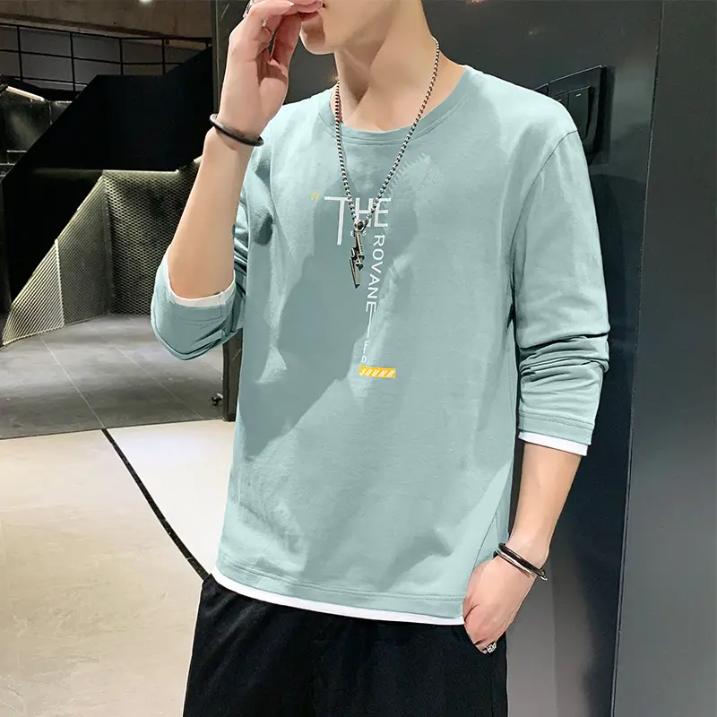 Men's White Long Sleeve T-Shirt with Letter Print - Image 14