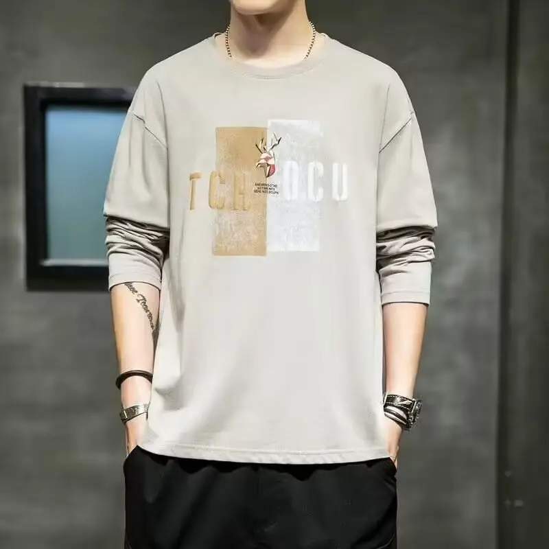 Men's White Long Sleeve T-Shirt with Letter Print - Image 17