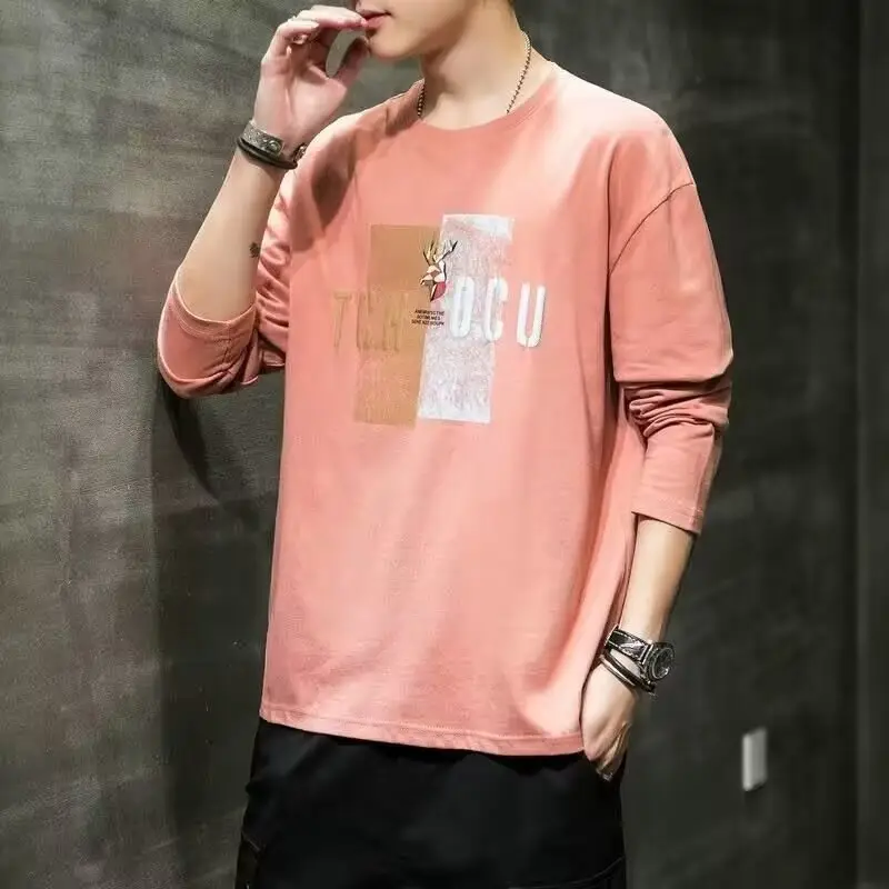 Men's White Long Sleeve T-Shirt with Letter Print - Image 18
