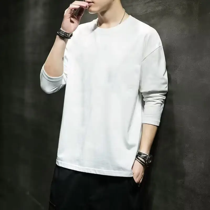 Men's White Long Sleeve T-Shirt with Letter Print - Image 20