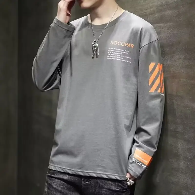 Men's White Long Sleeve T-Shirt with Letter Print - Image 6
