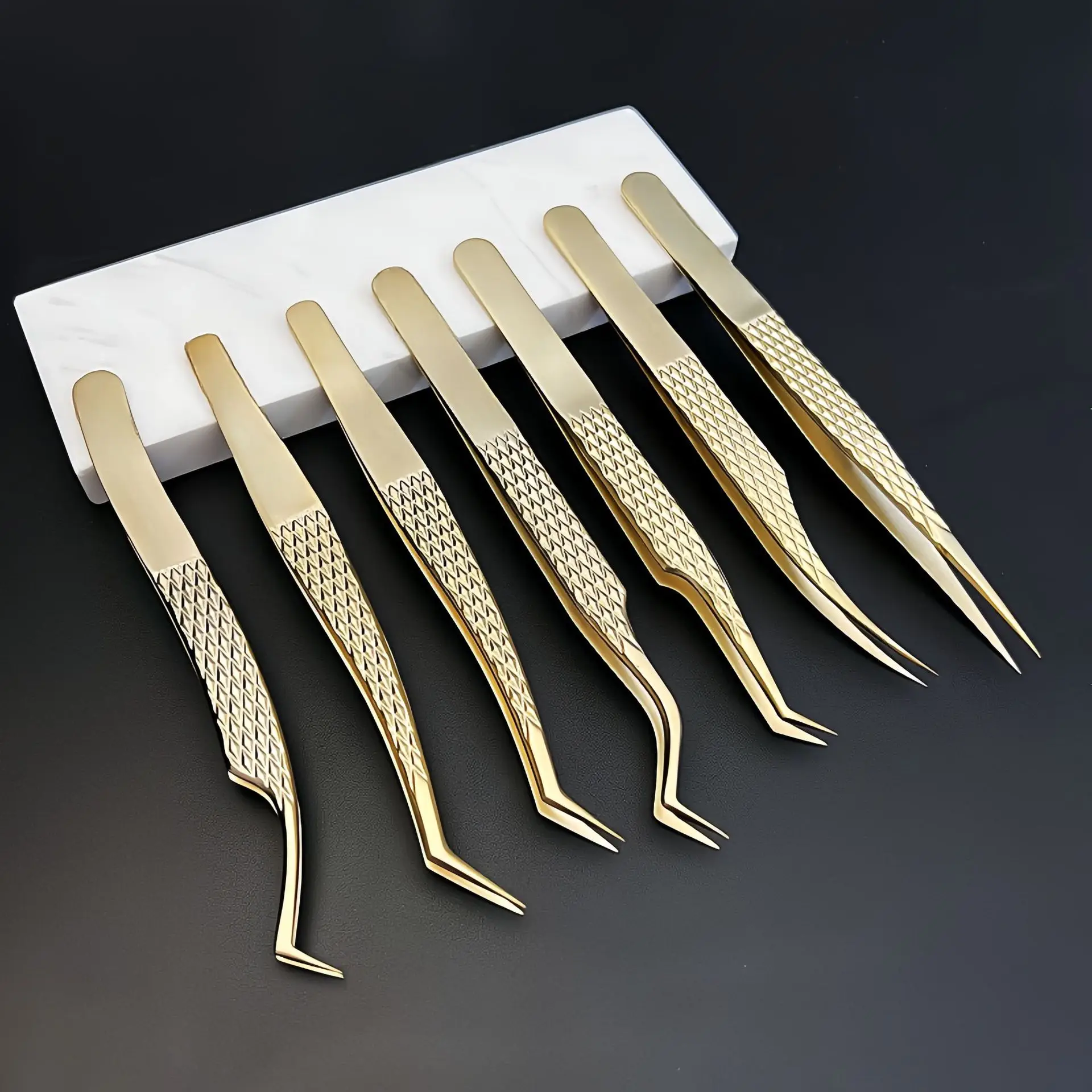 Gold Plated Eyelash Tweezers for Grafting False Eyelashes - Image 30