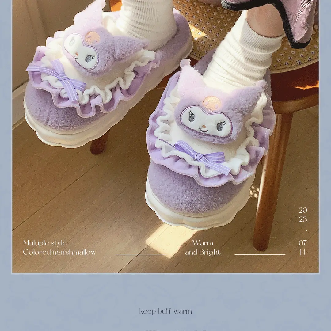 Cute Cinnamoroll Cotton Slippers for Women, Closed Heel, Autumn and Winter 2026 New Model, Indoor Home Thick-Soled Non-Slip Maternity Shoes — feature 19