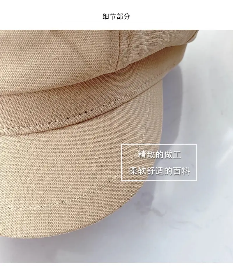 Women British Style Black Octagonal Beret Cap — feature 17