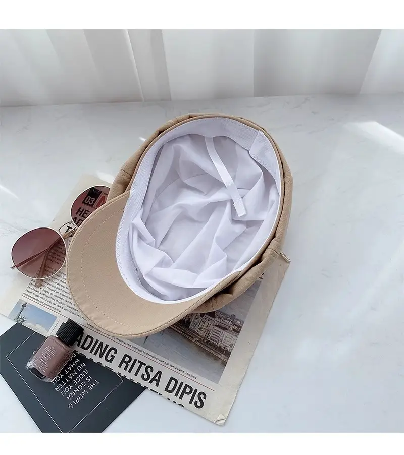 Women British Style Black Octagonal Beret Cap — feature 23